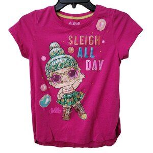 L.O.L.‎ Surprise! Girls "Sleigh All Day" Pink Graphic T-Shirt XL (14-16)